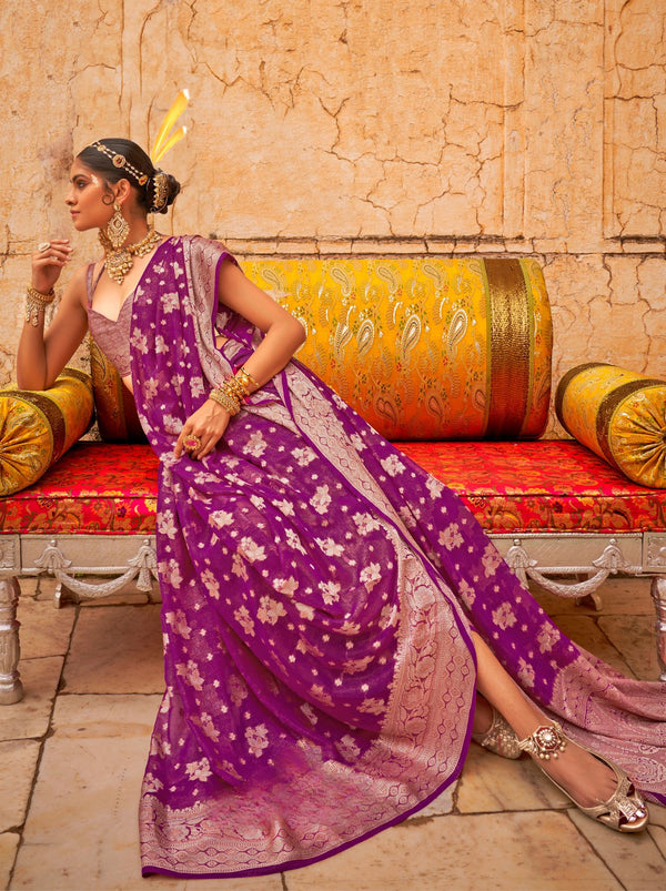 Fandango Violet Festive Party Saree