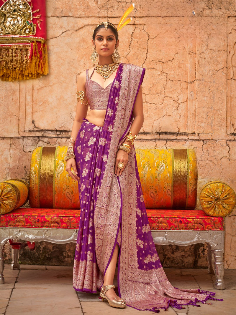 Fandango Violet Festive Party Saree