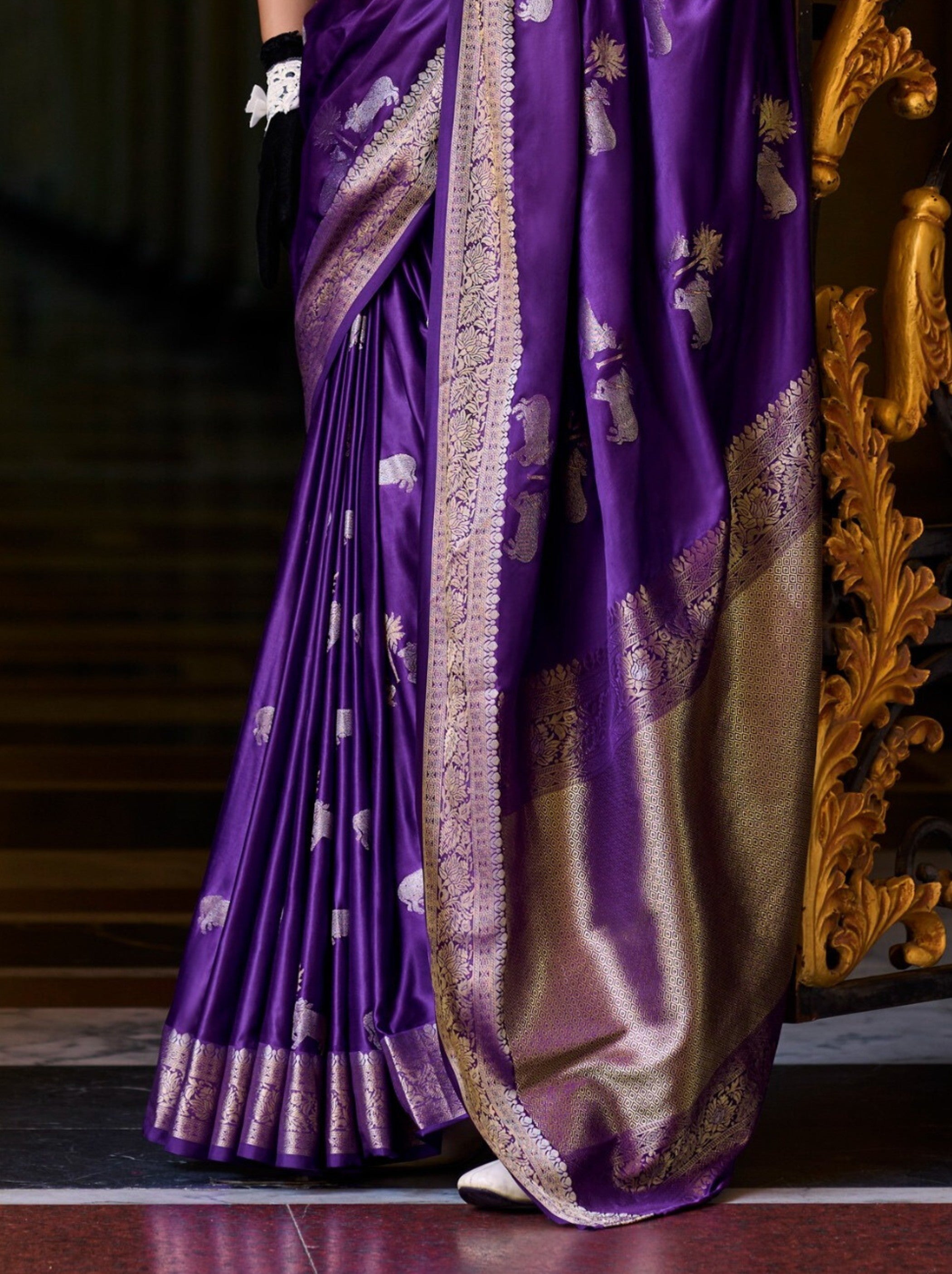 Grape Jelly Purple Designer Wedding Saree - TrendOye