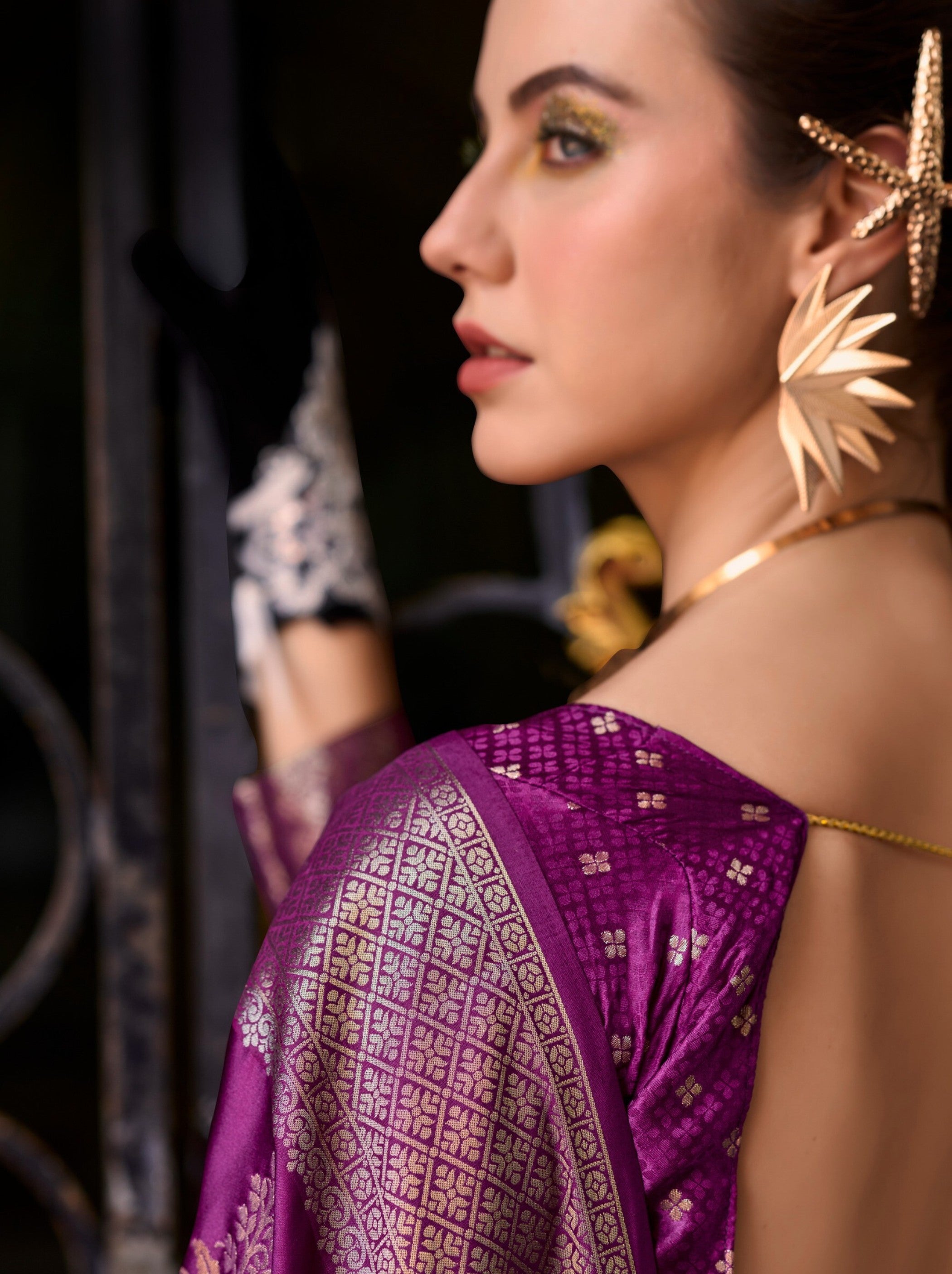 Lollipop Violet Designer Wedding Saree - TrendOye