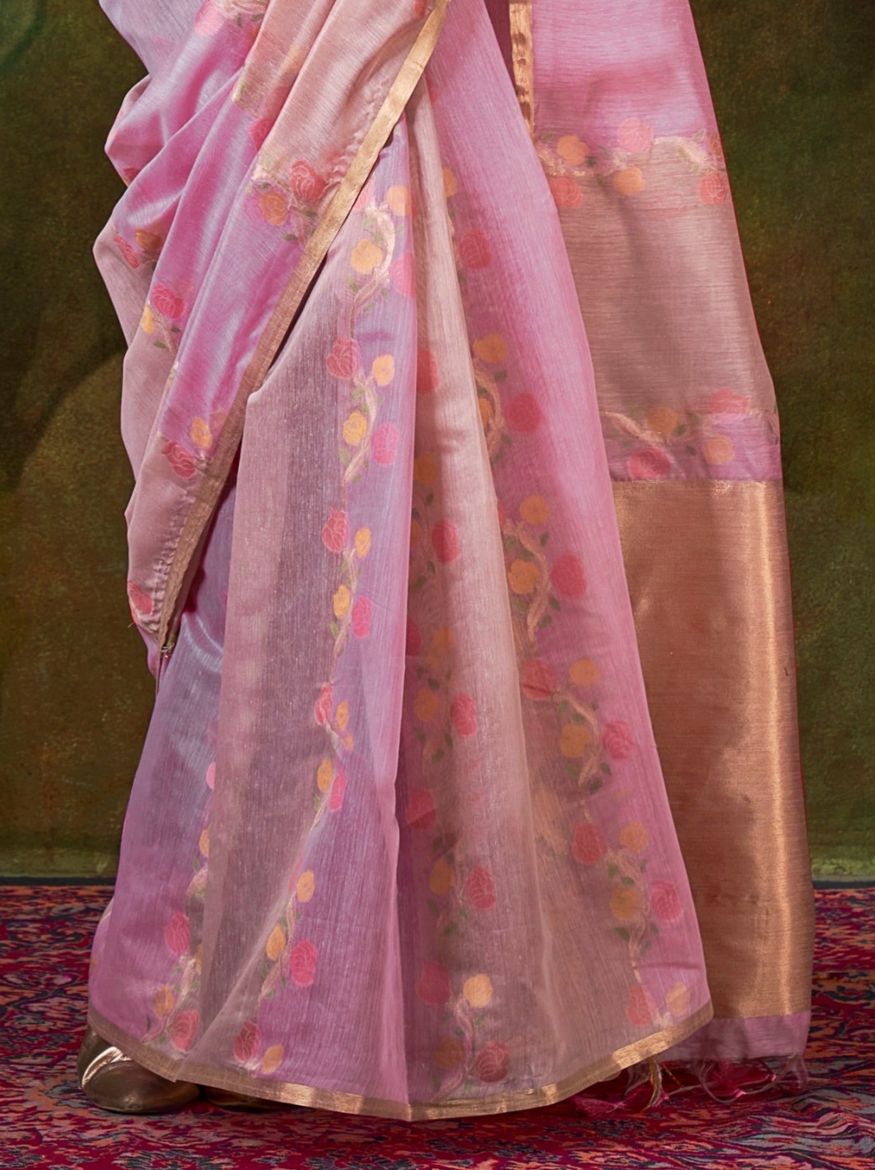 Lavender Purple Pure Weaving Fancy Fabric Party Saree - TrendOye
