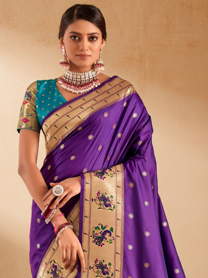 Grape Violet Paithani Festive Saree