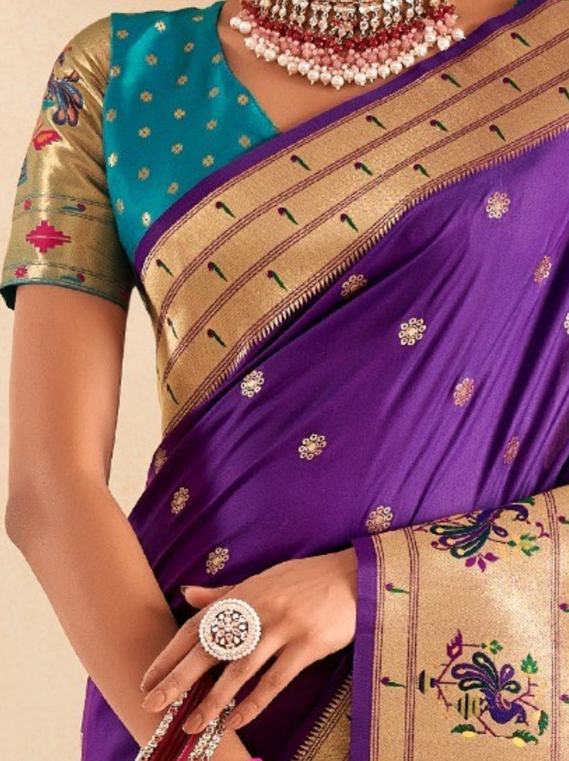 Grape Violet Paithani Festive Saree