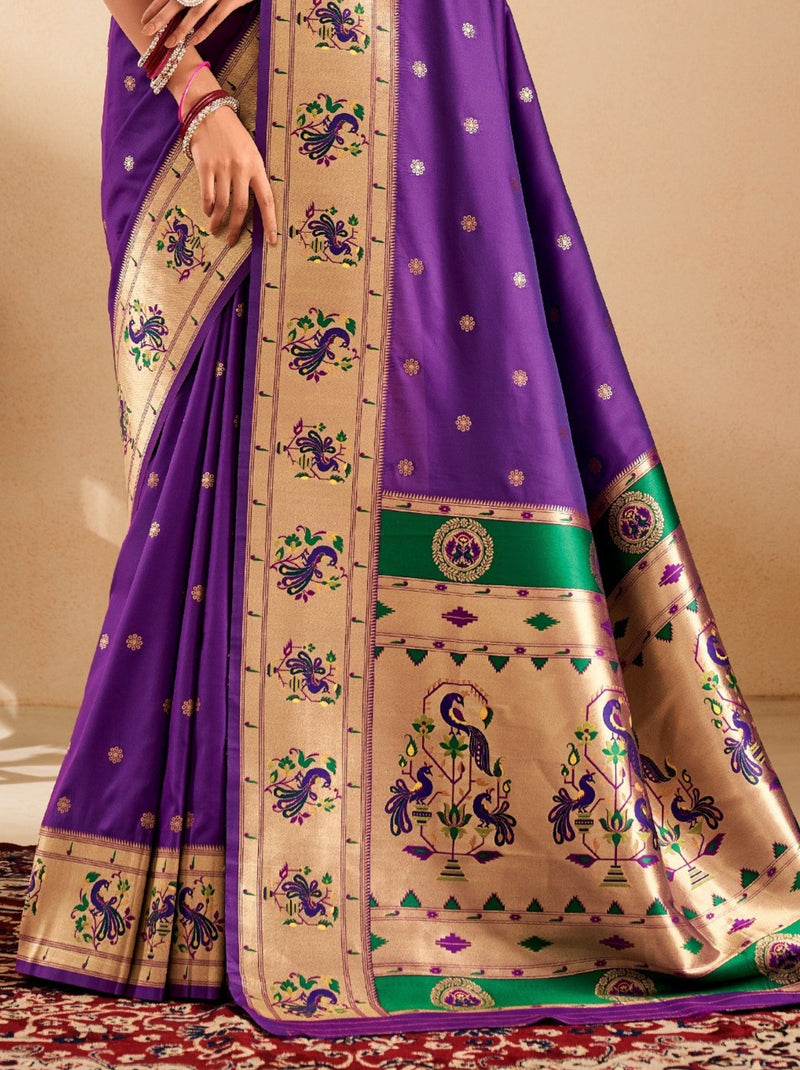 Grape Violet Paithani Festive Saree