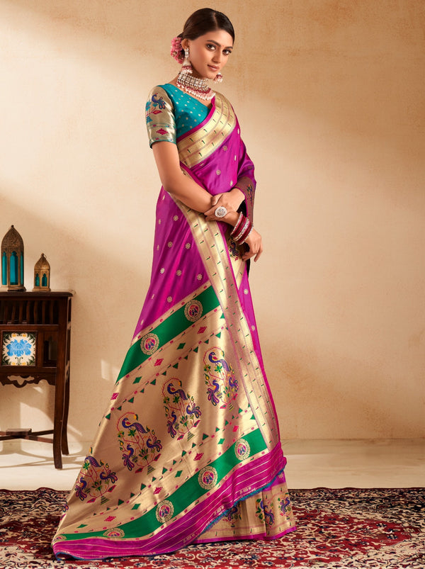 Luxury Purple Paithani Festive Saree