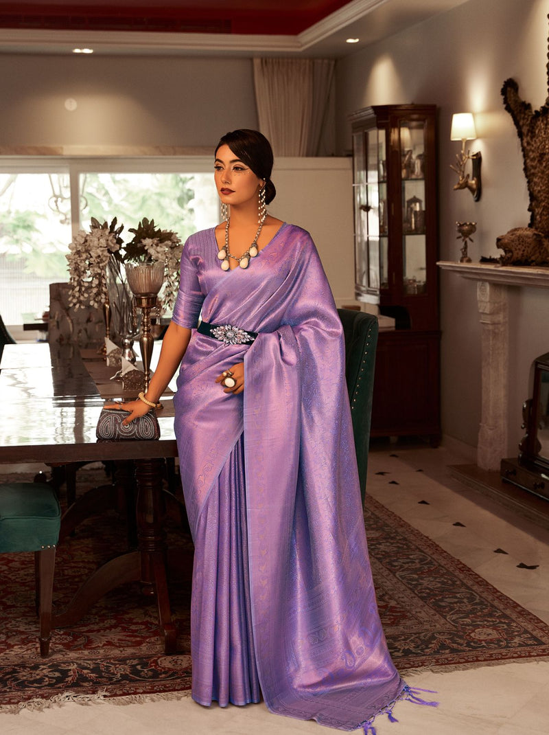 Beautiful Silk Saree with High Neck Blouse