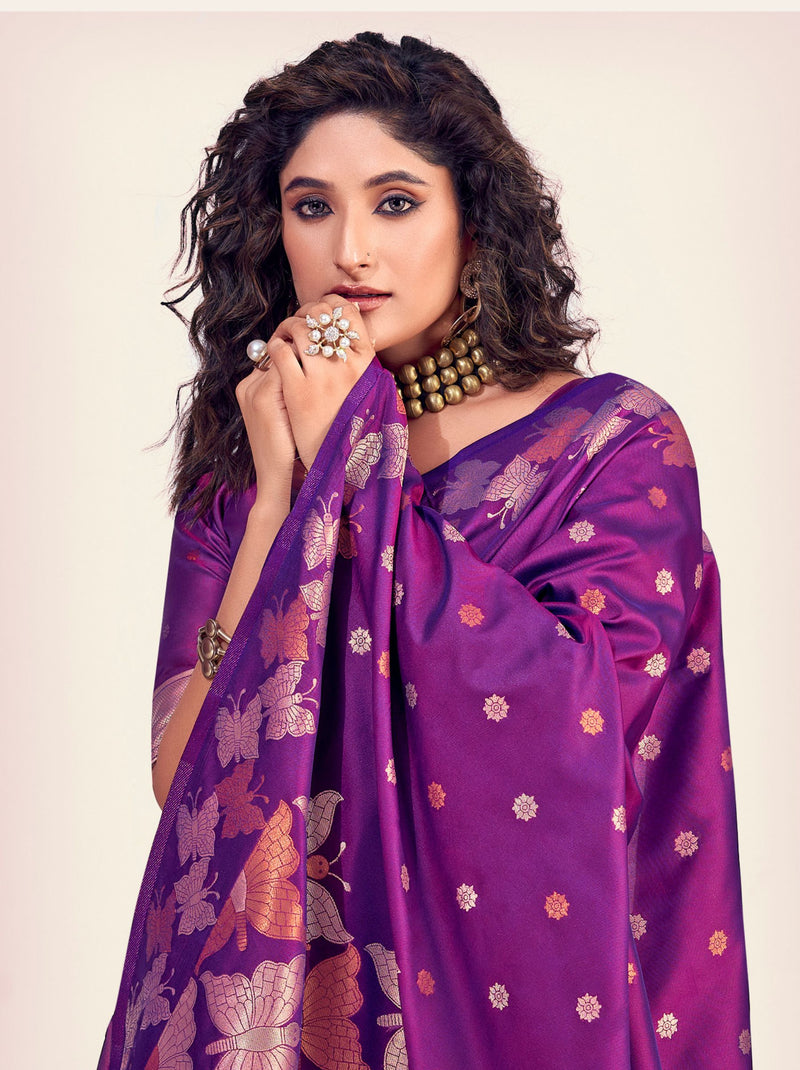 Lollipop Voilet-Purple Silk Designer Saree - TrendOye