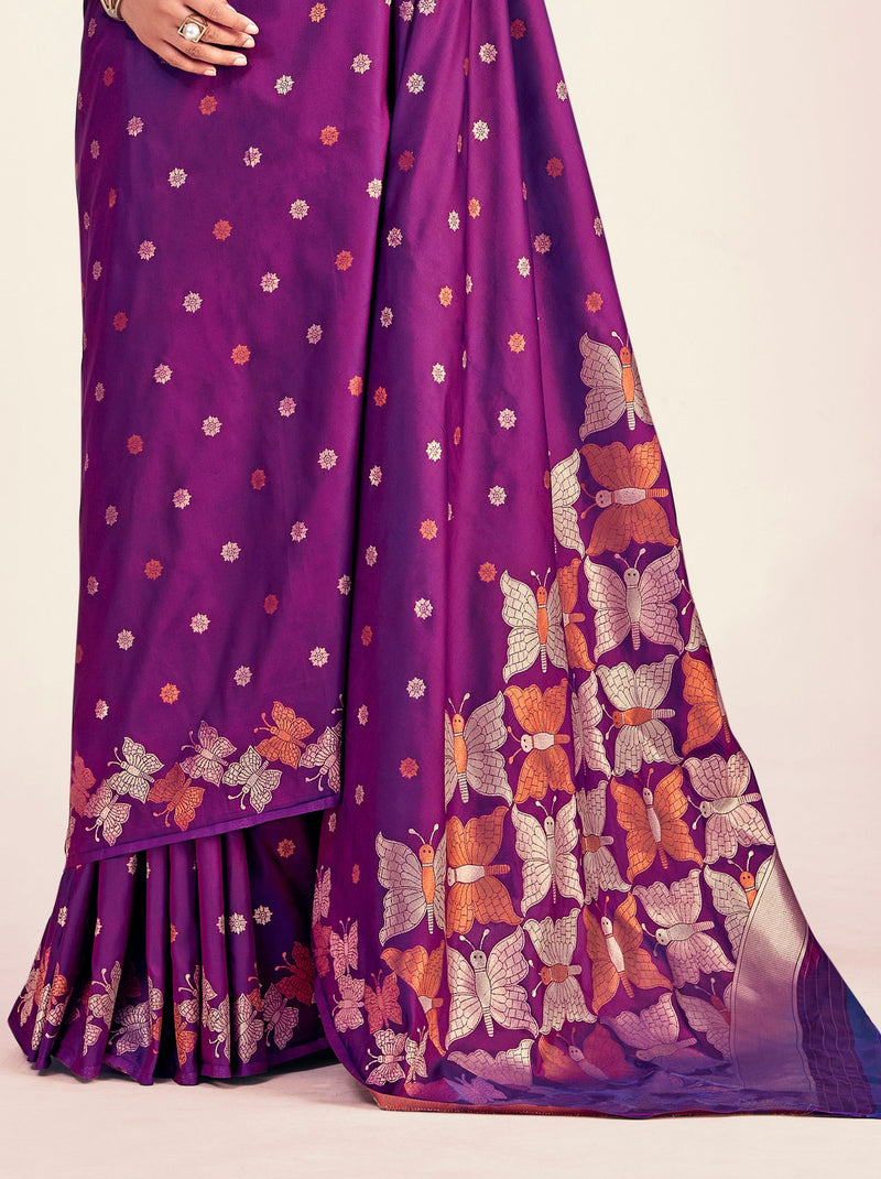 Lollipop Voilet-Purple Silk Designer Saree - TrendOye