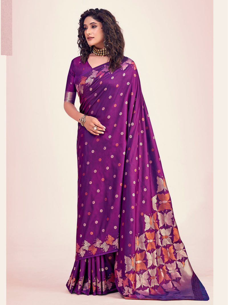 Lollipop Voilet-Purple Silk Designer Saree - TrendOye