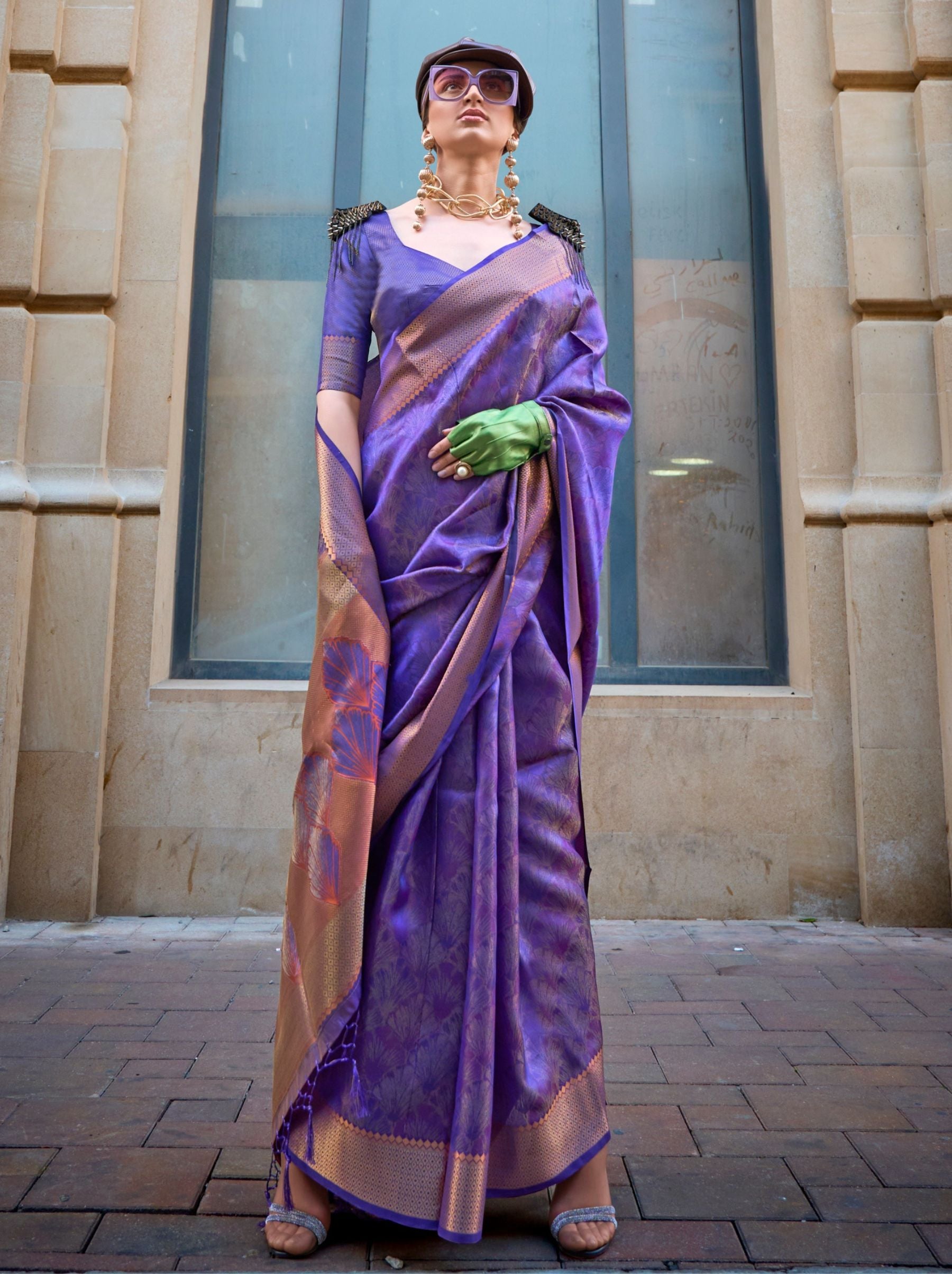 Grape Purple Violet Designer Silk Saree - TrendOye