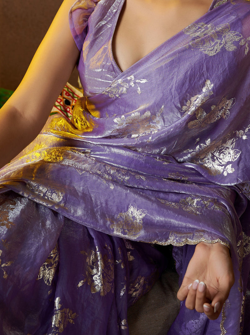 Royal Violet Wedding And Party Designer Saree