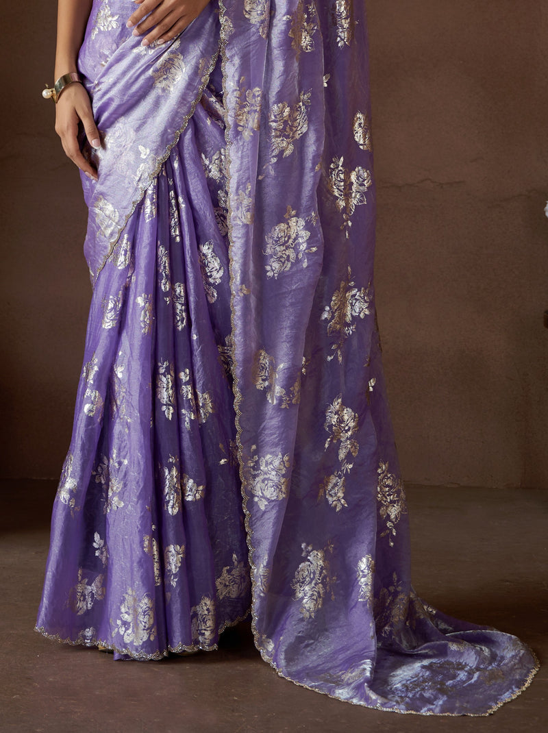 Royal Violet Wedding And Party Designer Saree