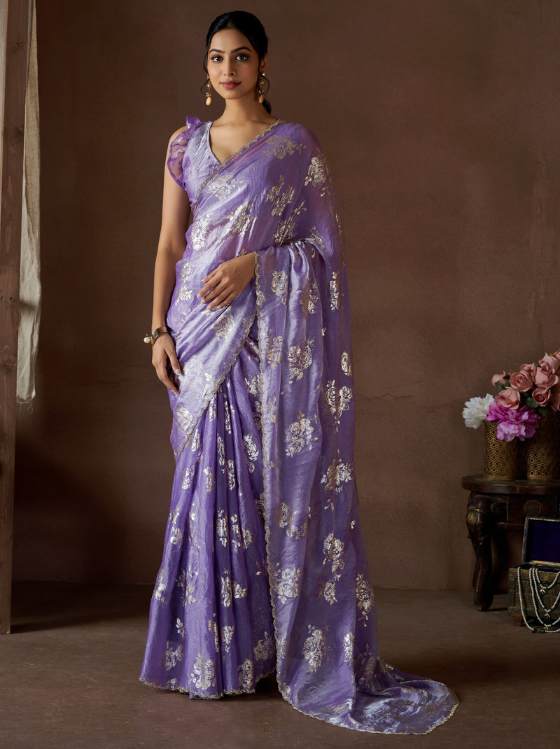 Royal Violet Wedding And Party Designer Saree