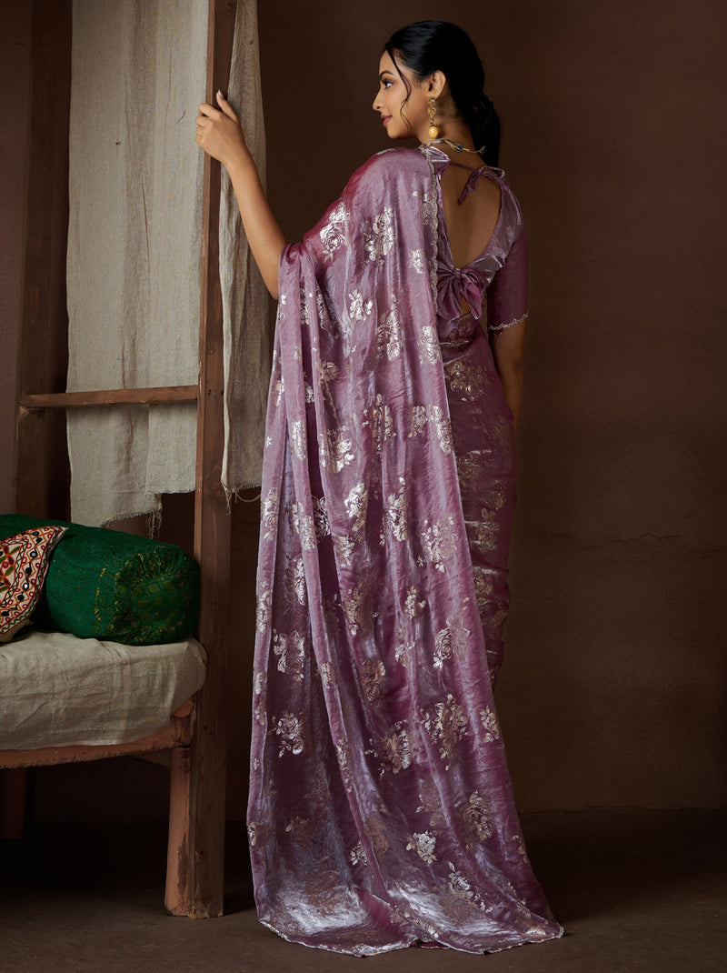 Orchid Violet Wedding And Party Designer Saree