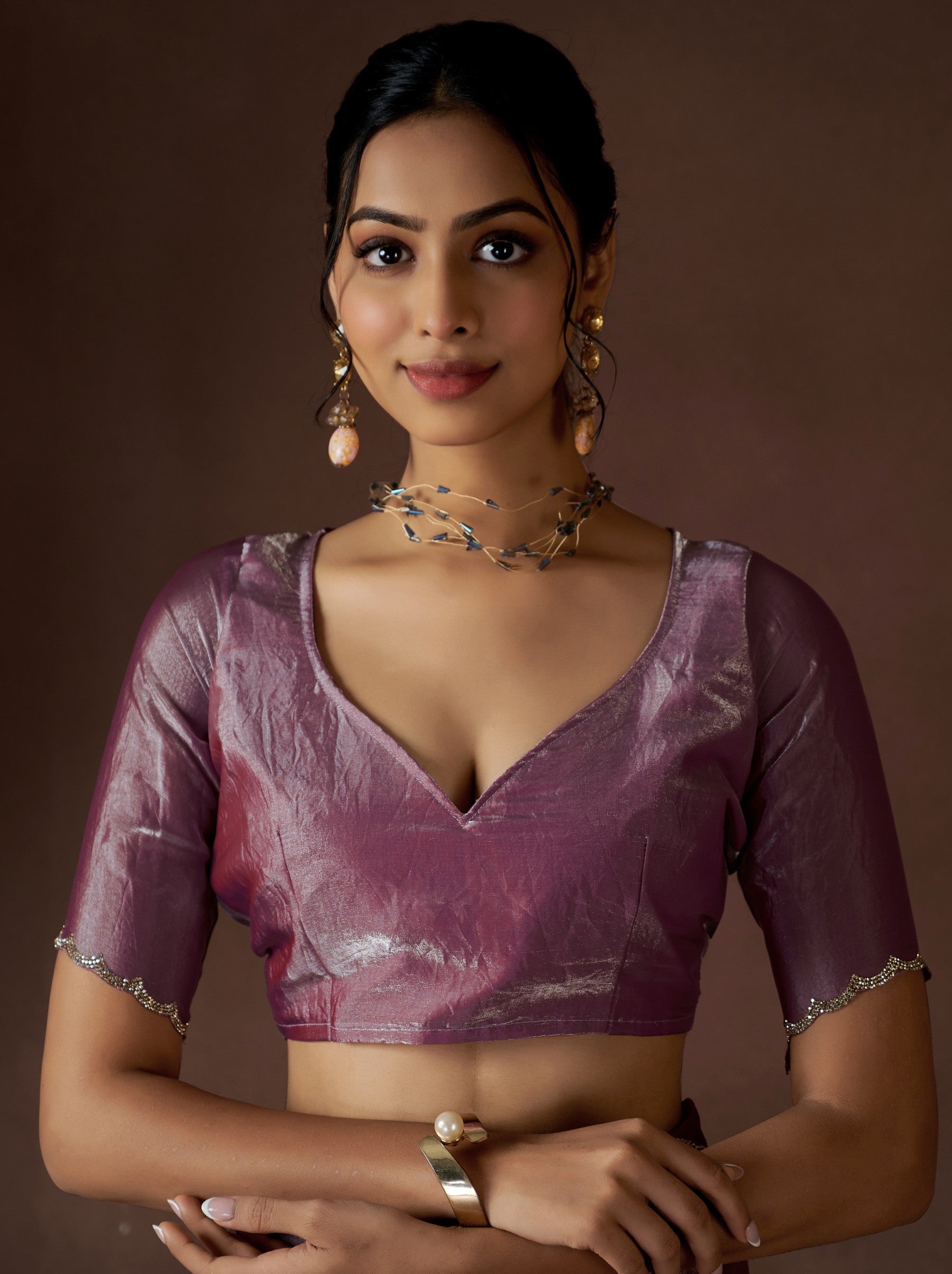 Orchid Violet Wedding And Party Designer Saree - TrendOye