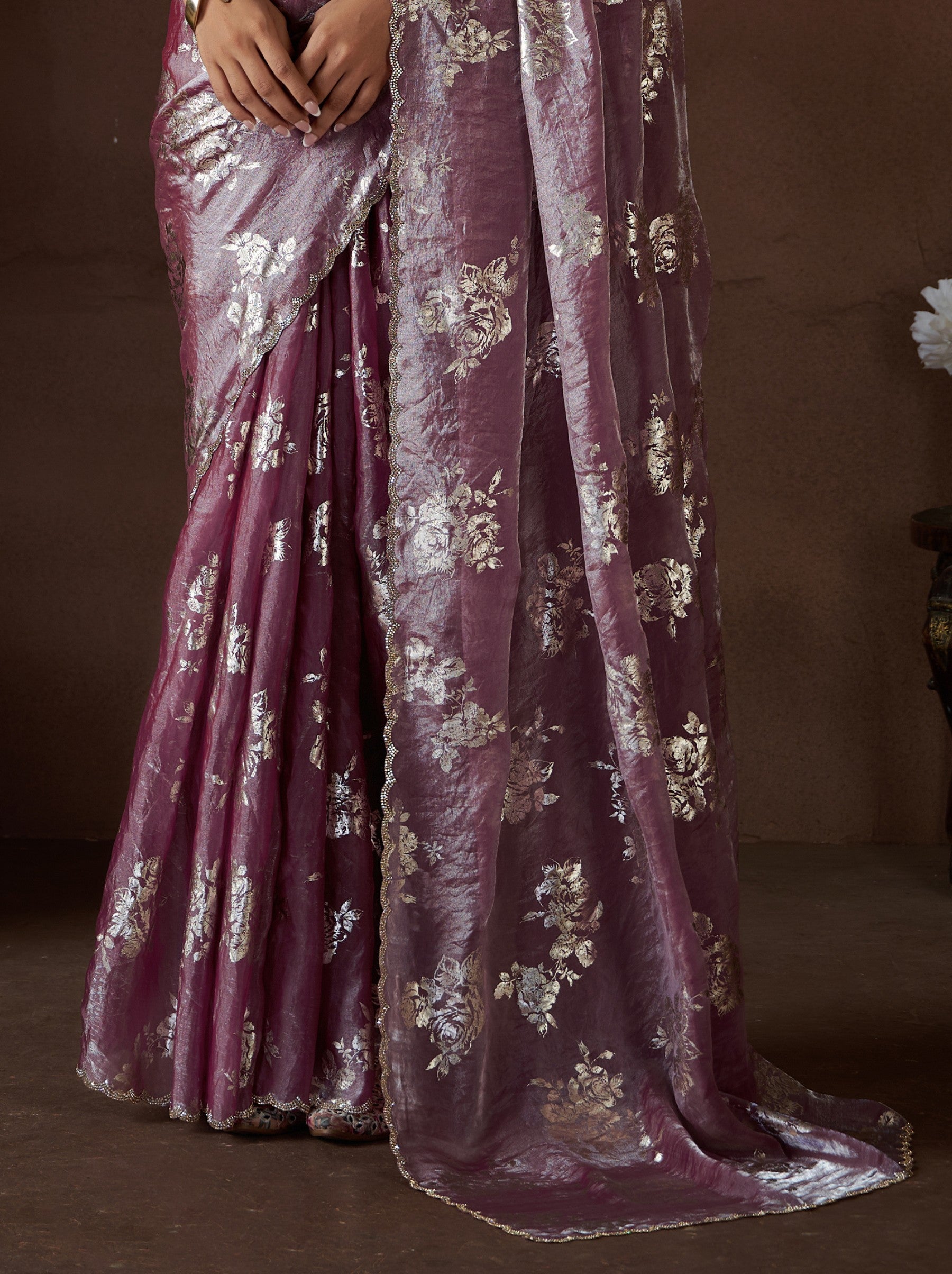 Orchid Violet Wedding And Party Designer Saree - TrendOye