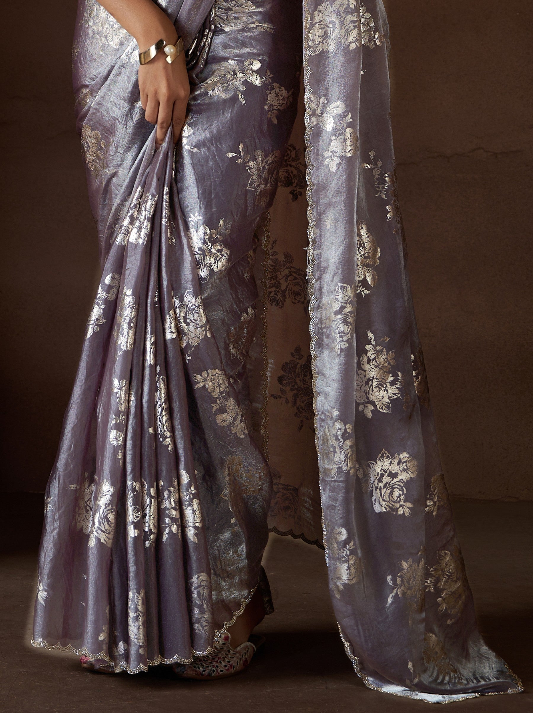 Heather Violet Wedding And Party Designer Saree - TrendOye