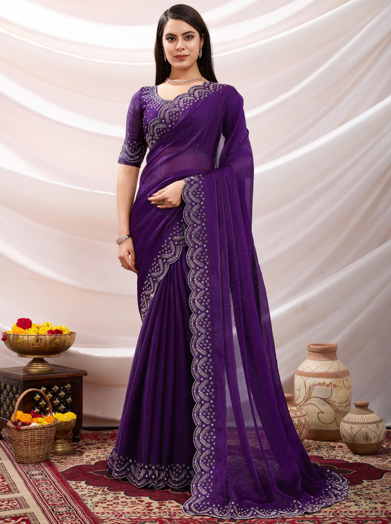 Eggplant Violet Party Saree