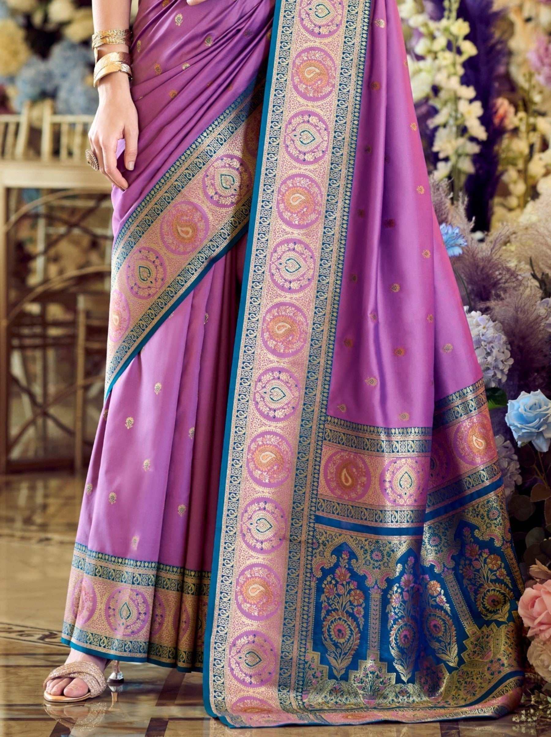 Fandango Violet Festive Saree - TrendOye