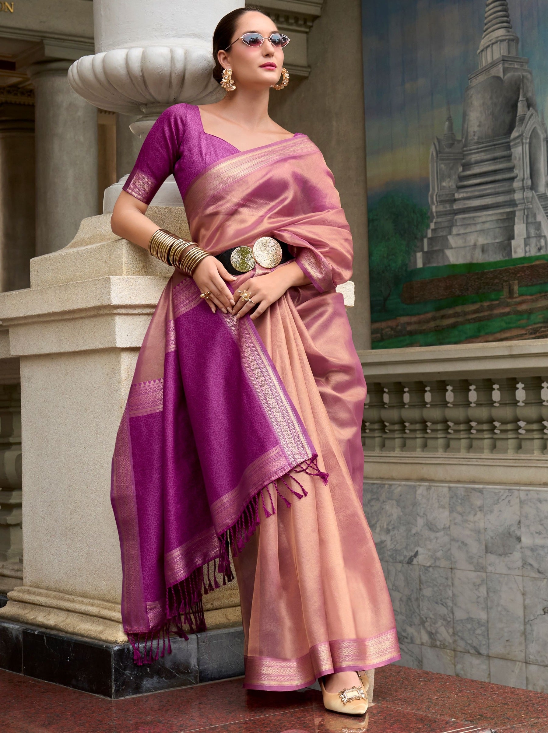 Helio Violet Celebration Saree - TrendOye