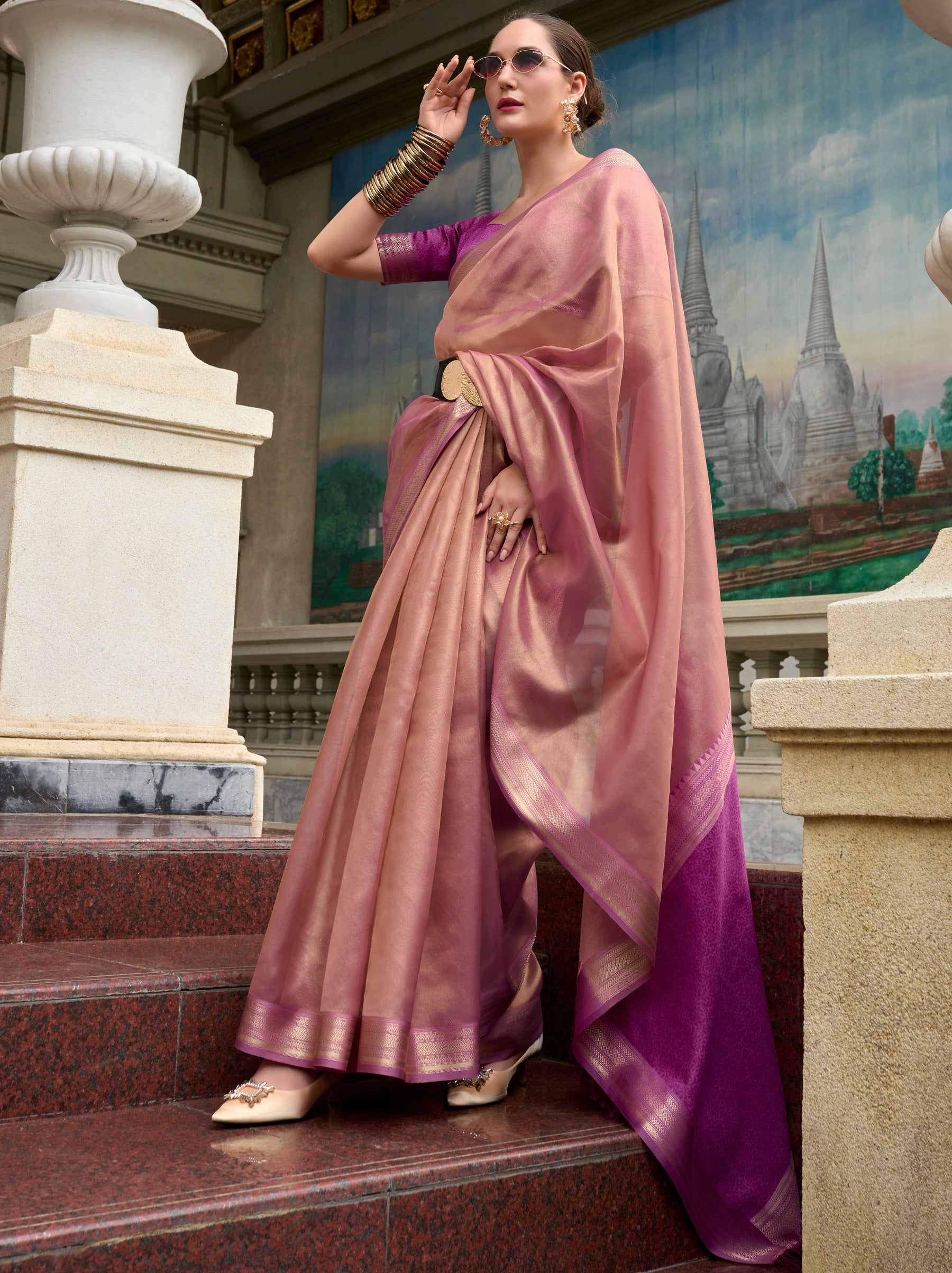 Helio Violet Celebration Saree - TrendOye