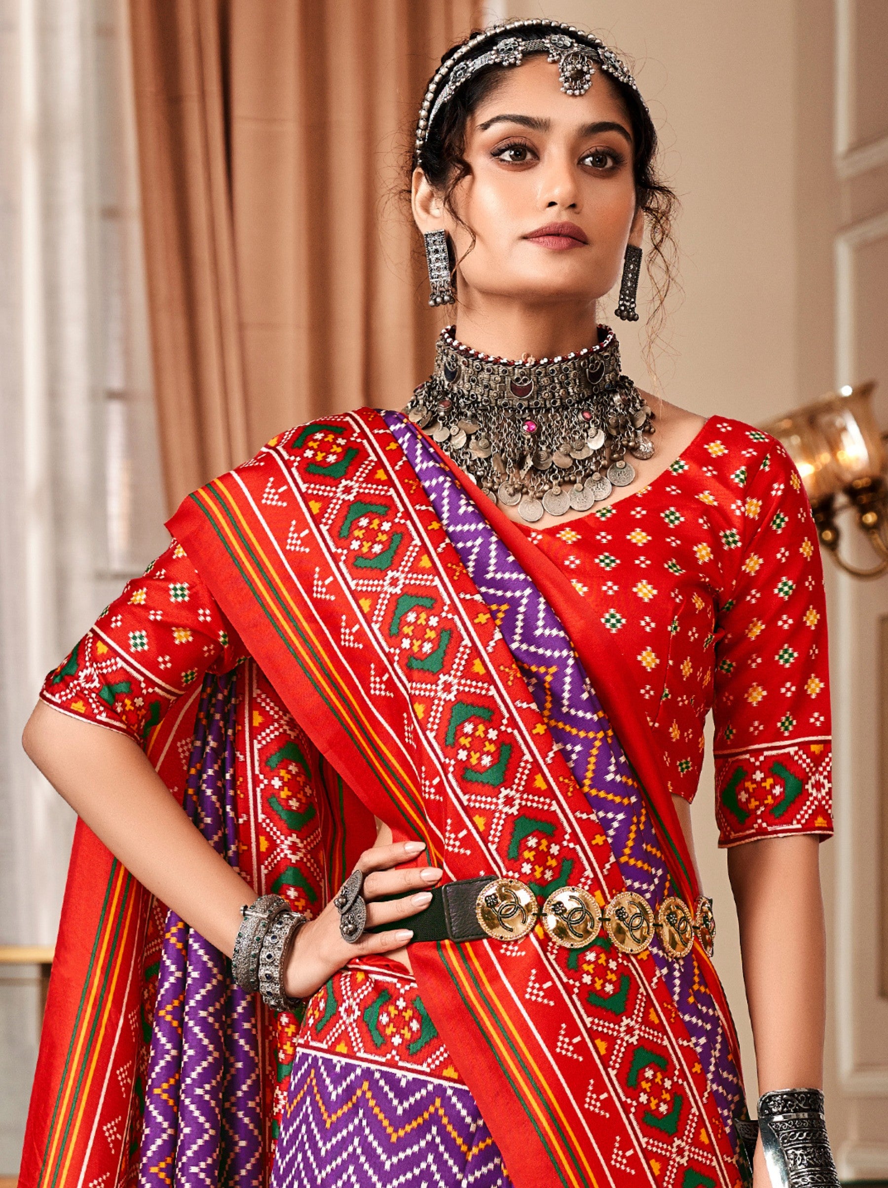 Grape Purple Patola Festive Saree - TrendOye
