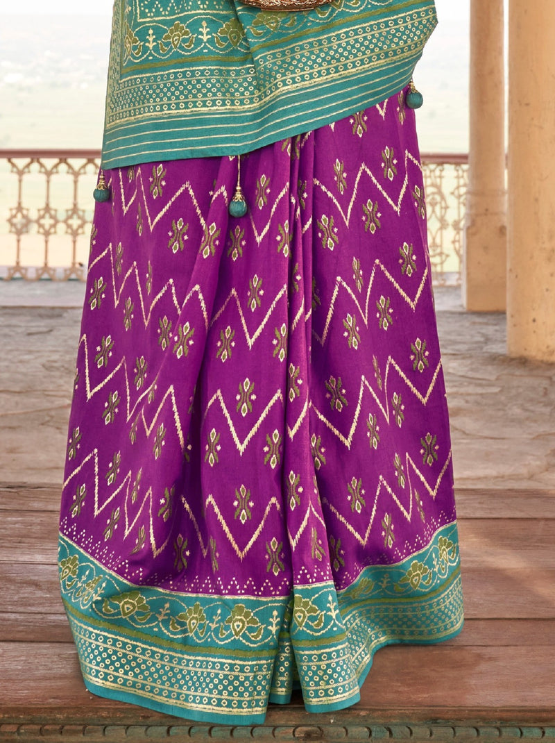 Byzantine Violet Premium Patola Festive Saree