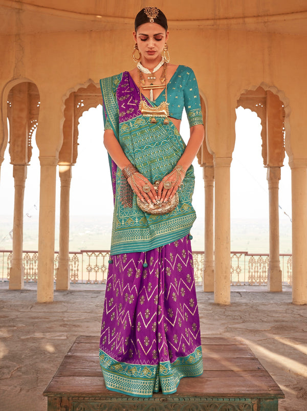 Byzantine Violet Premium Patola Festive Saree