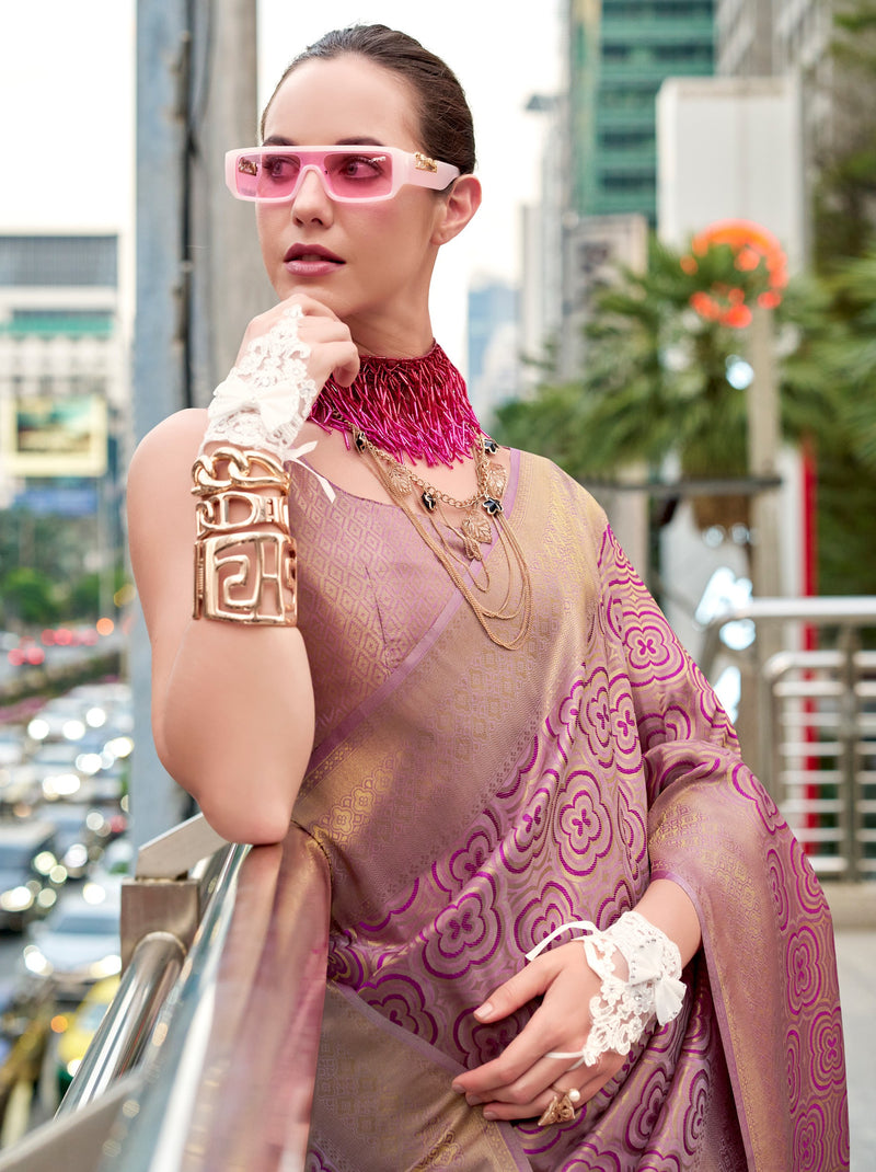 Fandango Violet Kanjivaram Festive Saree