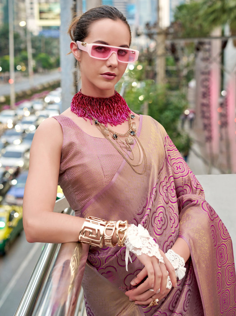 Fandango Violet Kanjivaram Festive Saree