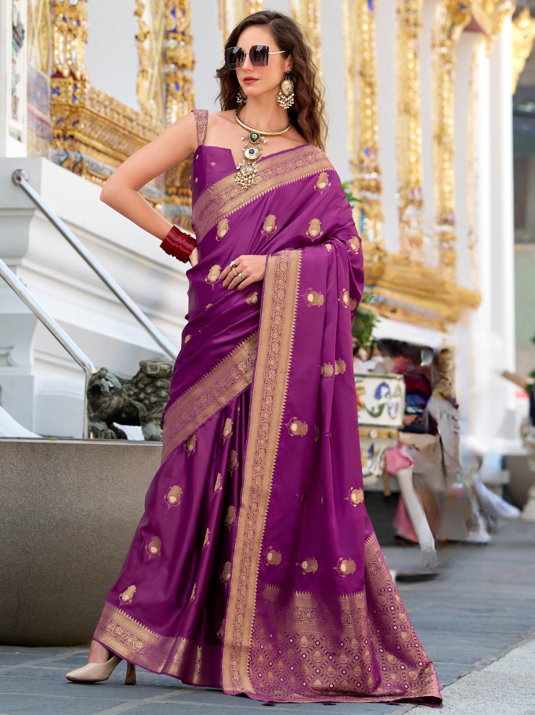 Lollipop Violet Celebration Saree - TrendOye