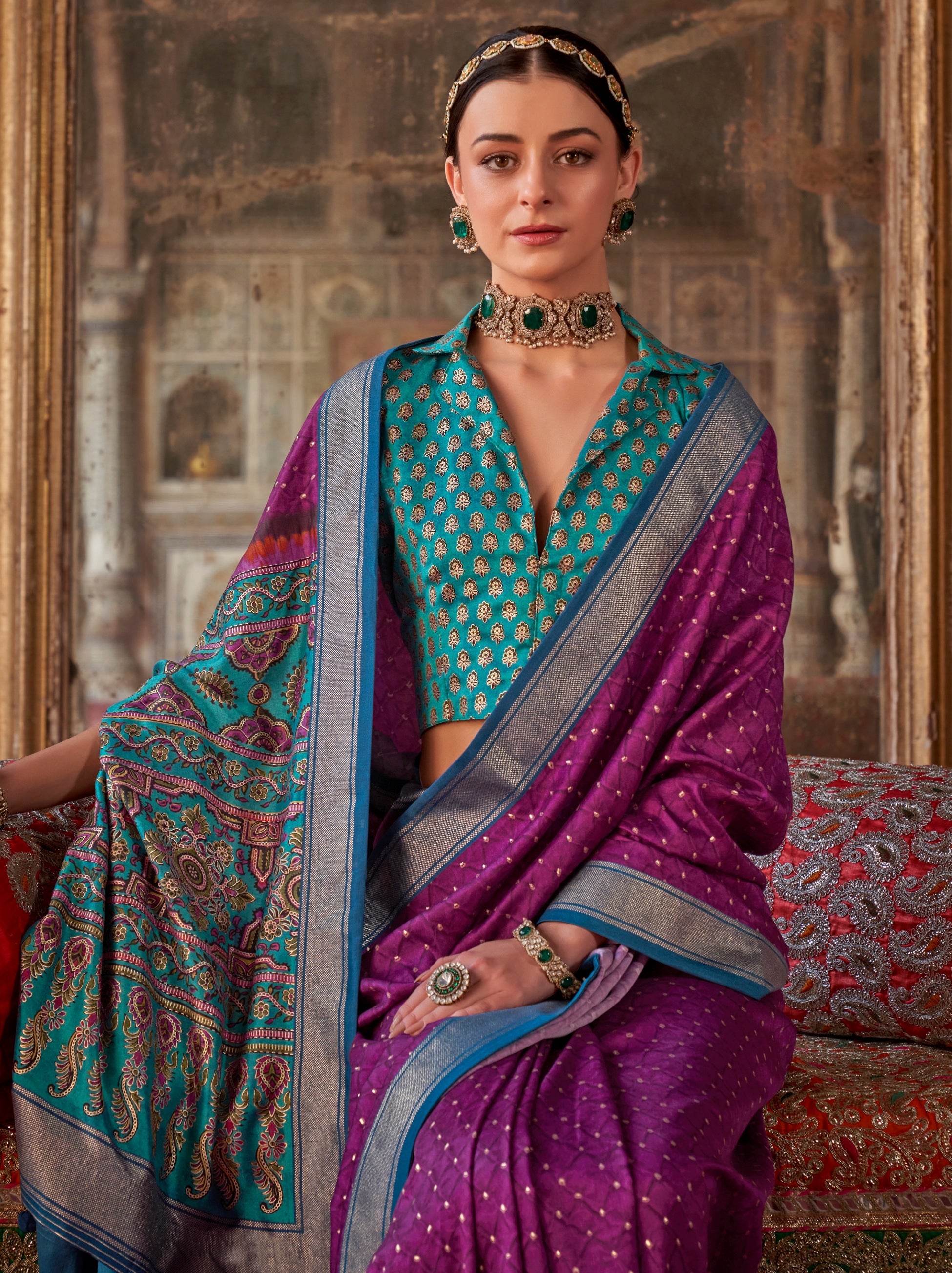 Lollipop Violet Fancy Silk Celebration Saree - TrendOye