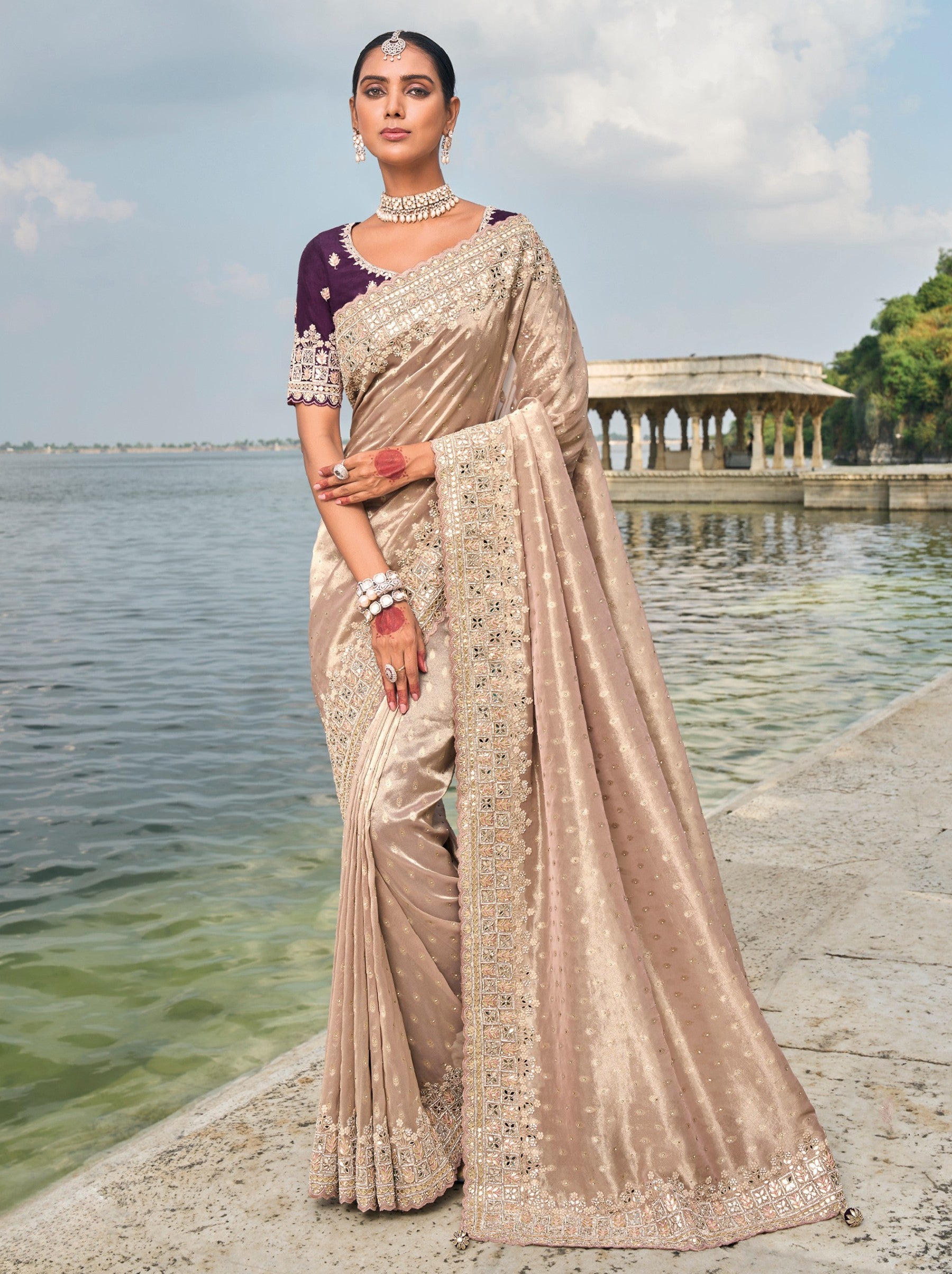 Lavender Purple Wedding Designer Saree - TrendOye