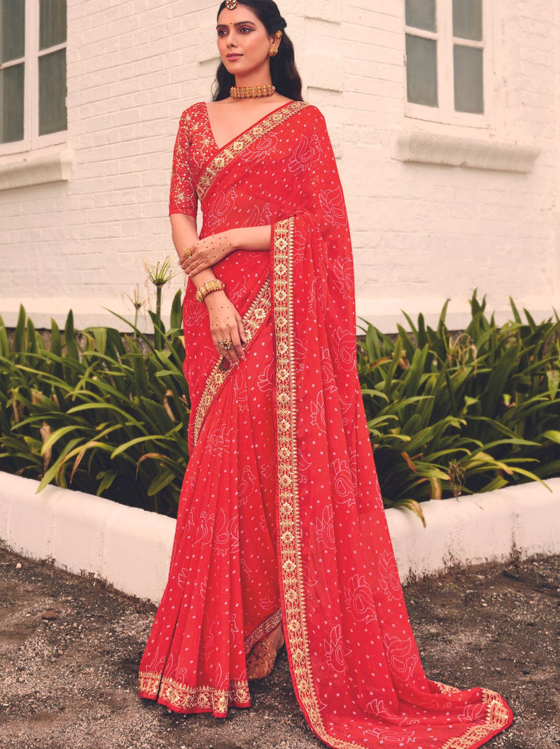 Traditional Bandhej Sarees In Delhi (New Delhi) - Prices, Manufacturers &  Suppliers