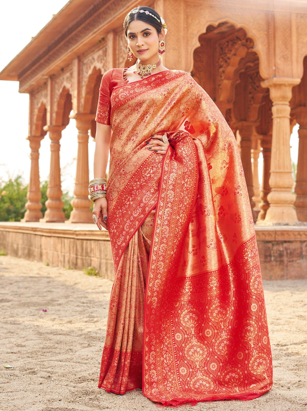 Candy Apple Red Premium Soft Silk Festive Saree