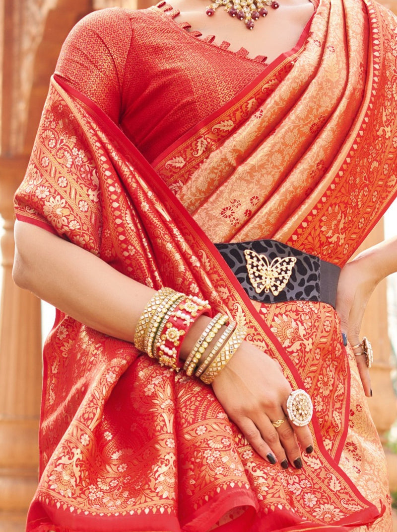 Candy Apple Red Premium Soft Silk Festive Saree