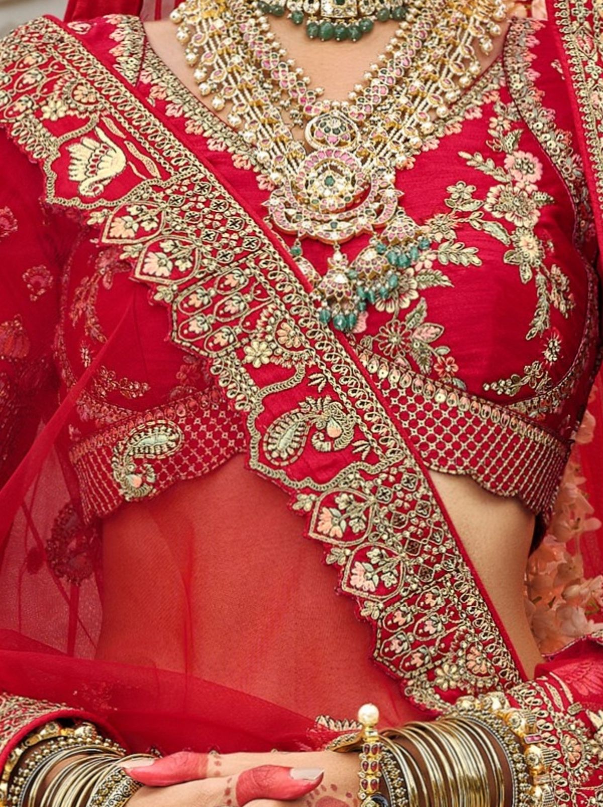 Lipstick Red Exclusive Bridal Lehenga Set With Heavy Khatli & Thread Work
