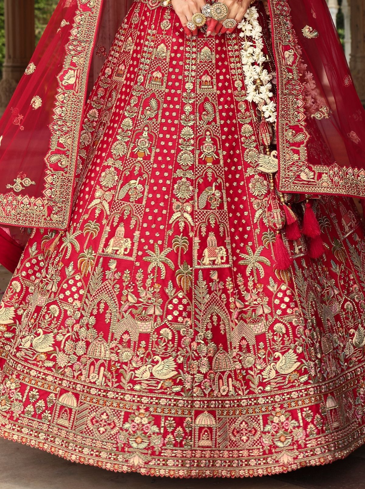 Lipstick Red Exclusive Bridal Lehenga Set With Heavy Khatli & Thread Work
