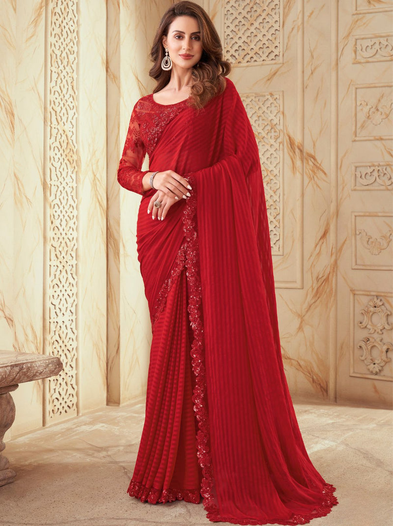 Gorgeous Red Premium Soft Blended Silk Saree