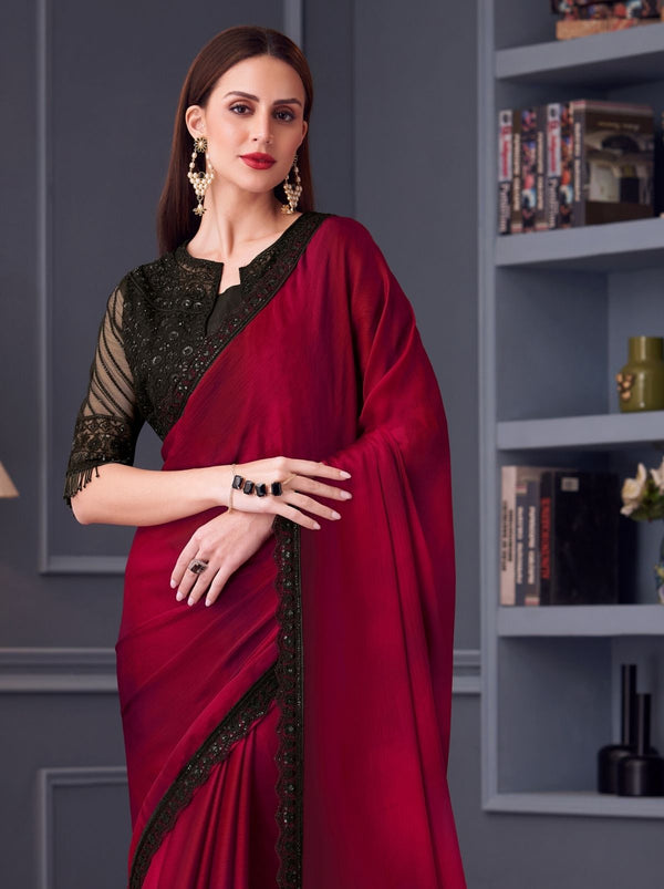 Hibiscus Red Party Designer Saree