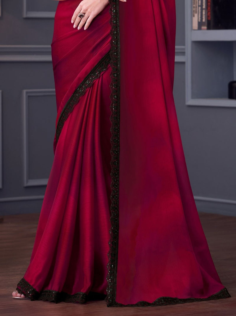 Hibiscus Red Party Designer Saree