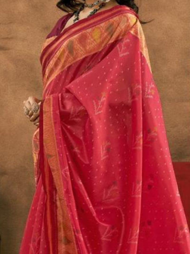 Strawberry Red Celebration Saree