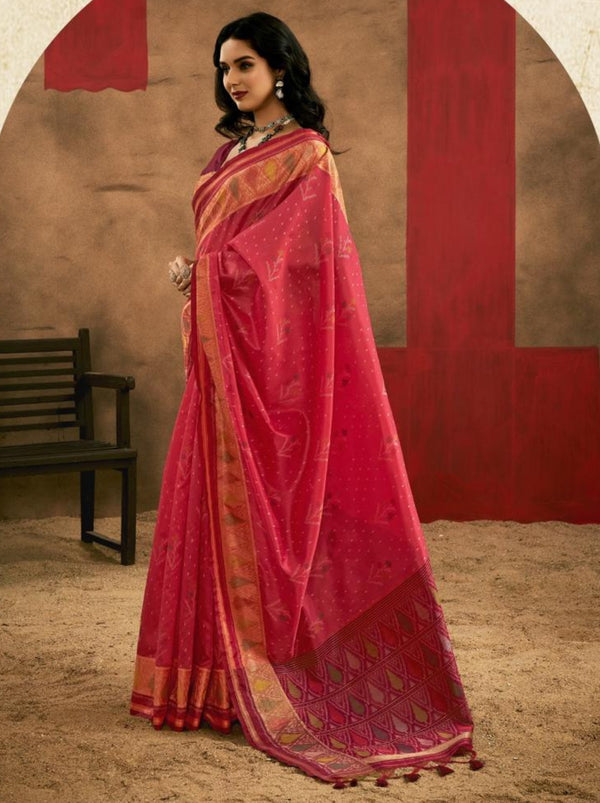 Strawberry Red Celebration Saree