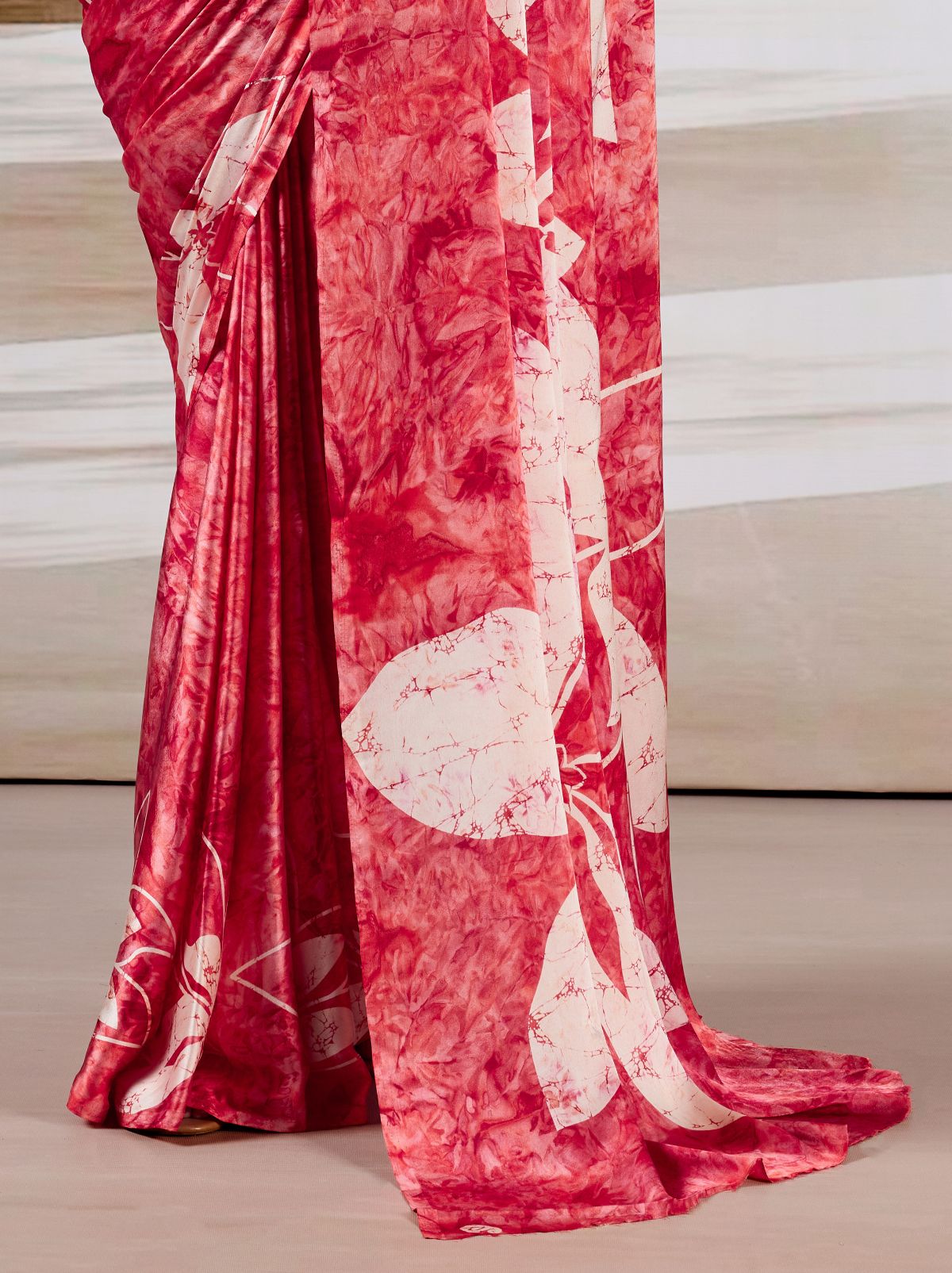 Raspberry Red Premium Modal Satin Silk Saree - TrendOye