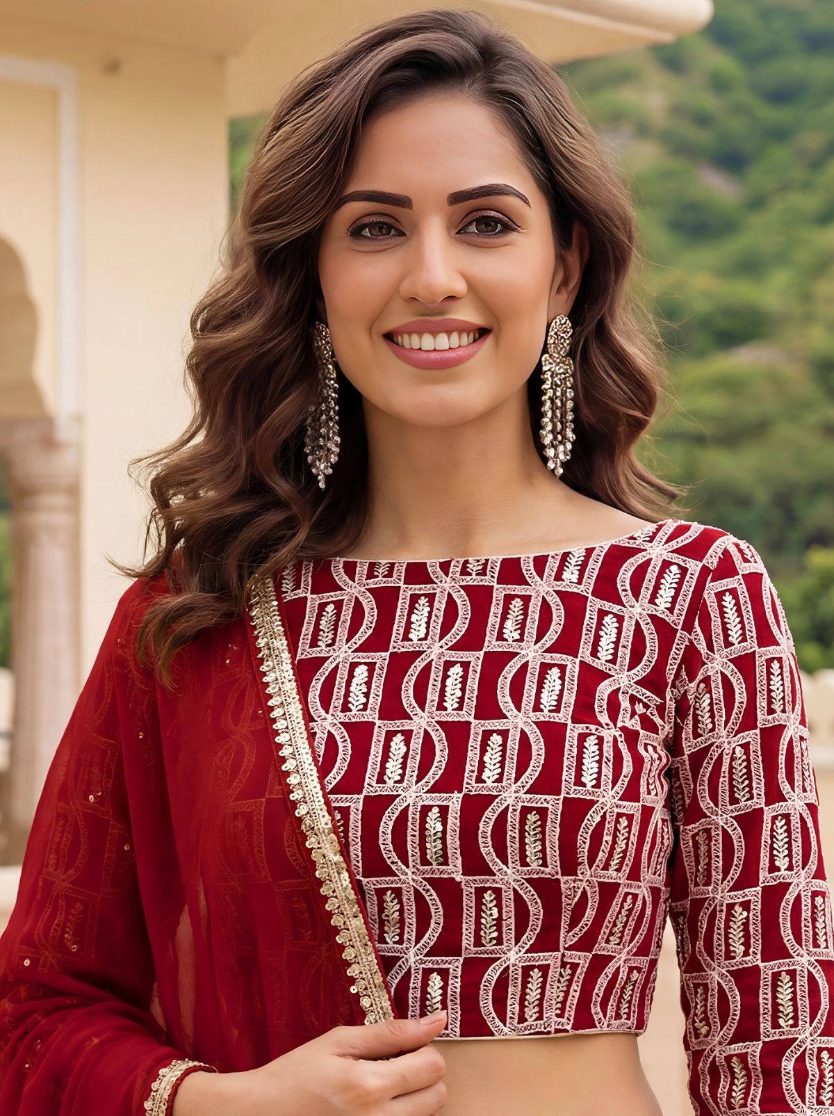 Maroon Red Premium Party Lehenga Set With Sequin Work