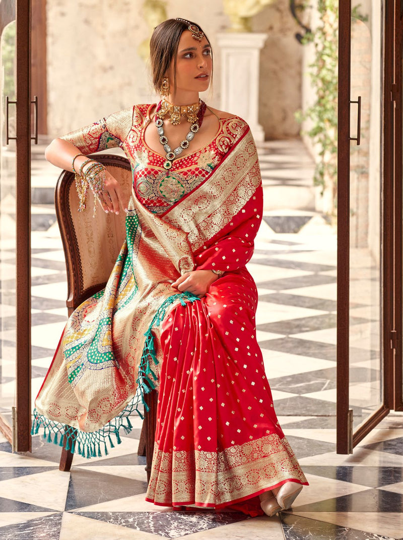 Crimson Red Wedding Party Designer Saree