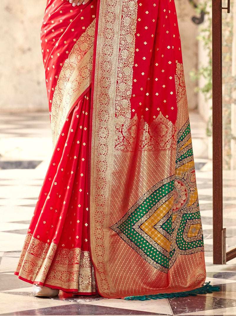 Crimson Red Wedding Party Designer Saree