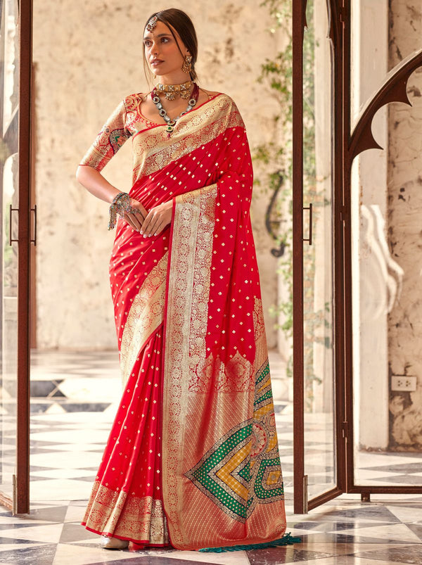 Crimson Red Wedding Party Designer Saree