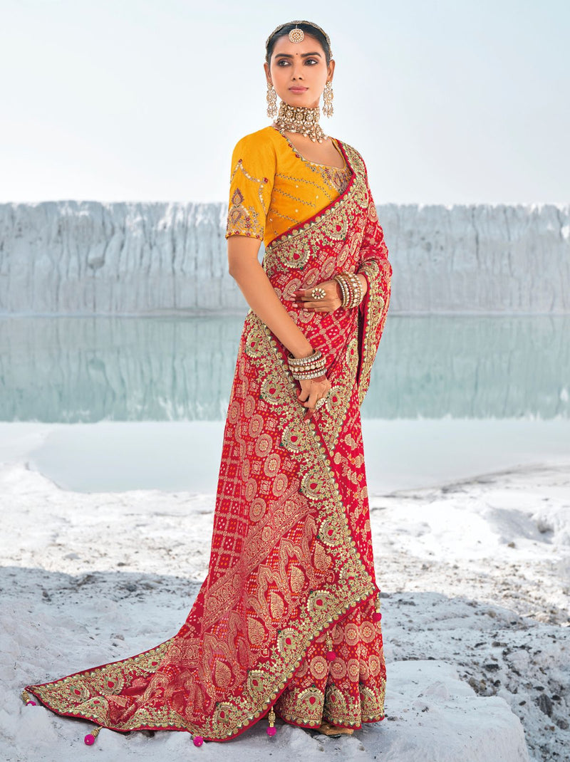 Crimson Red Wedding Designer Saree