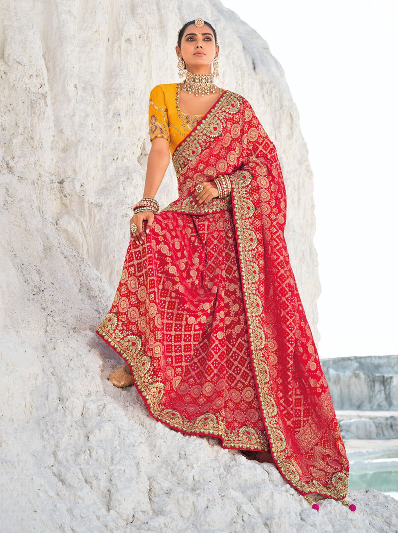 Crimson Red Wedding Designer Saree